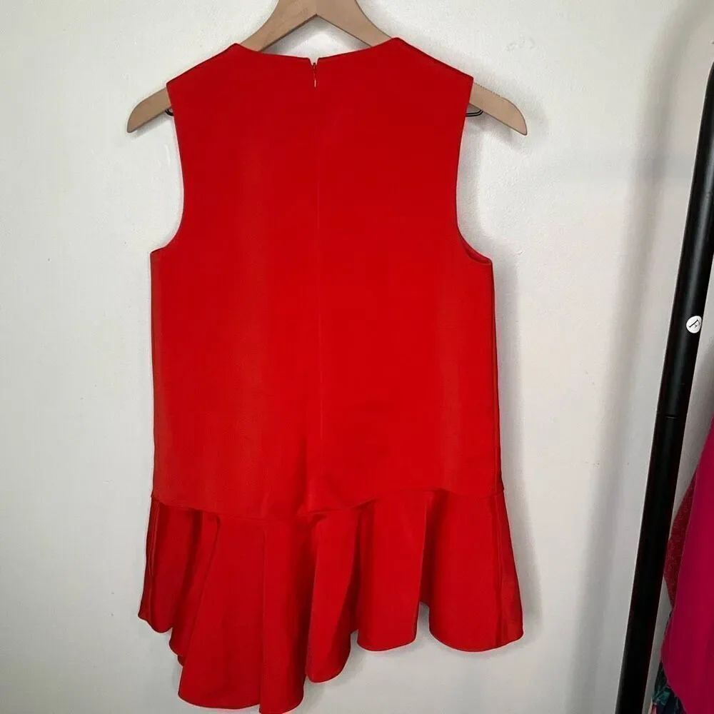 Tibi Stretch Faille Asymmetrical Ruffle Tunic Top - Picture 3 of 8